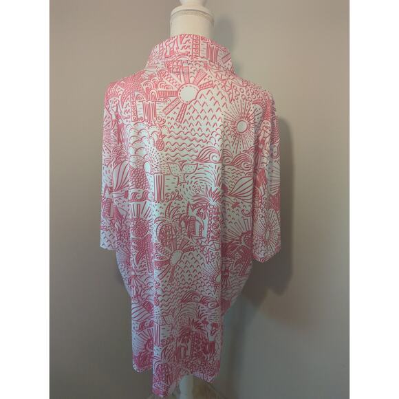 Yatta Golf tropical sporty red pink white polo 4xl shirt NWT - Picture 4 of 8